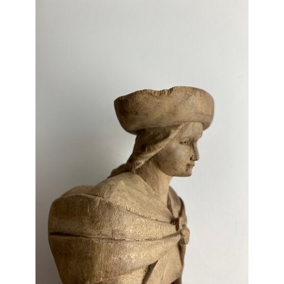 Set of 2 Primitive Hand Carved Wooden Figurines | Folk Art | 1930's - Picture 7 of 10